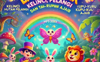 Gambar ceria promosi lagu anak Kelinci, Hutan Pelangi, dan Kupu-Kupu Ajaib dari Kreasi Anak Bandung Timur