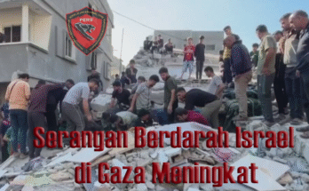 Reruntuhan bangunan di Jalur Gaza setelah serangan udara Israel, menunjukkan dampak konflik.